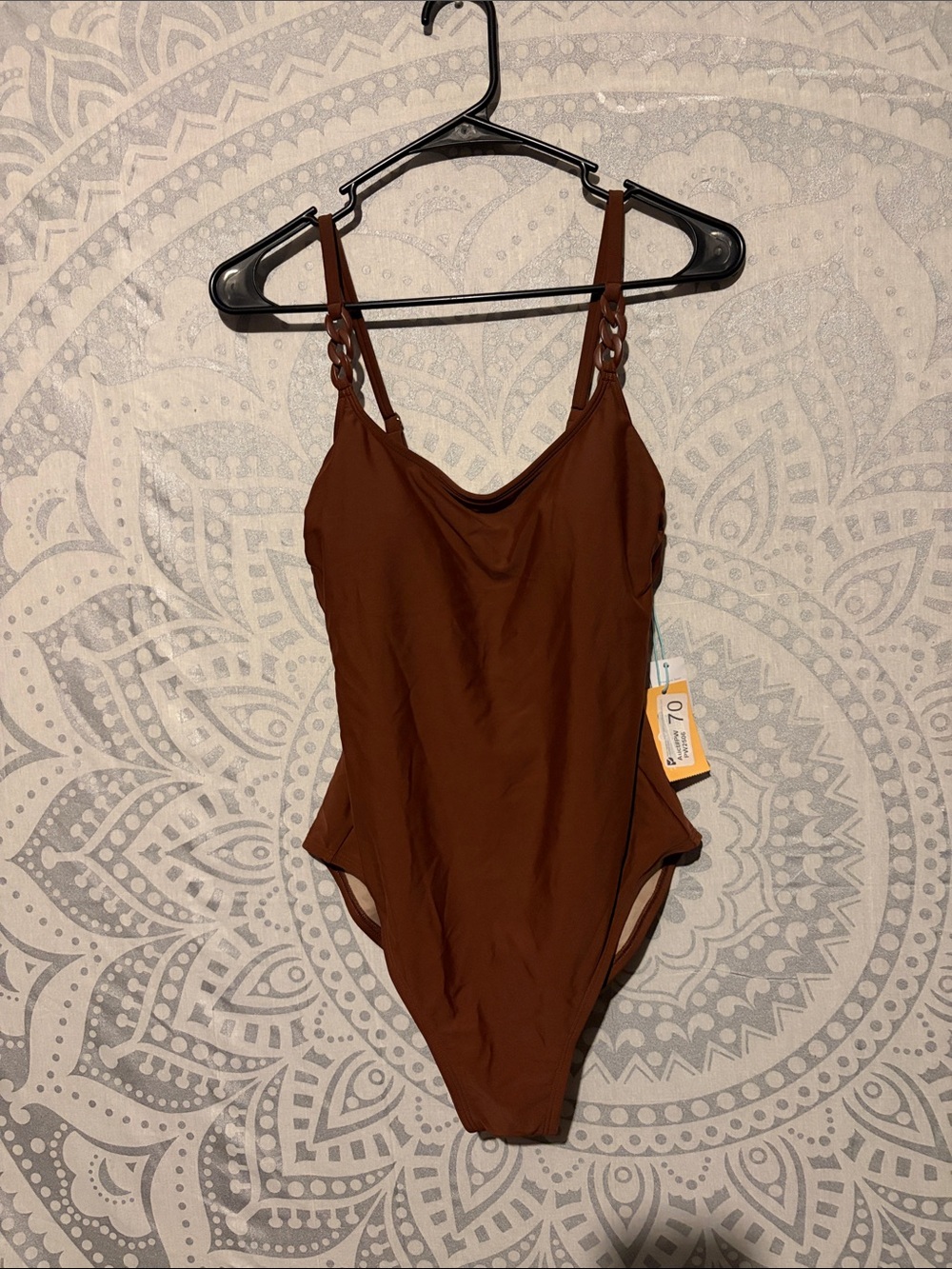 Kona Sol Brown One-Piece Swimsuit with Braided Straps
